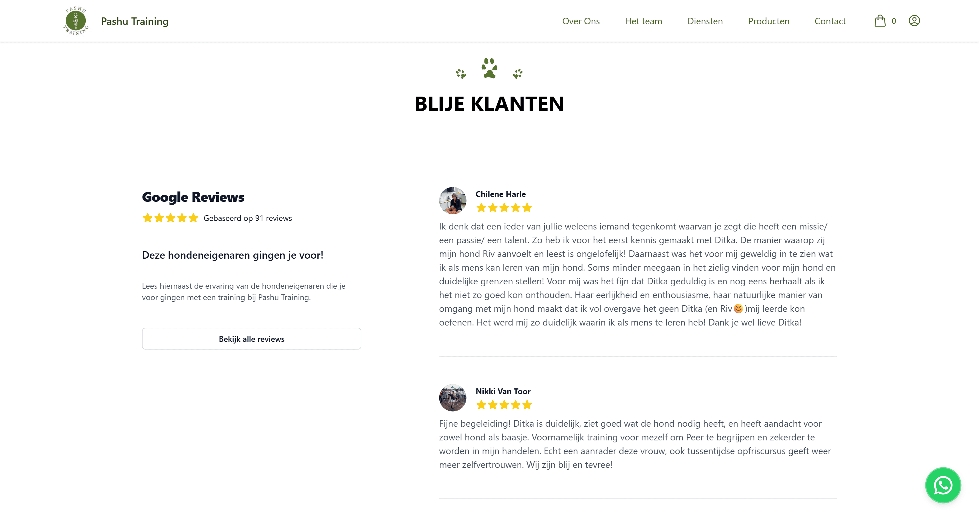 Google reviews integratie